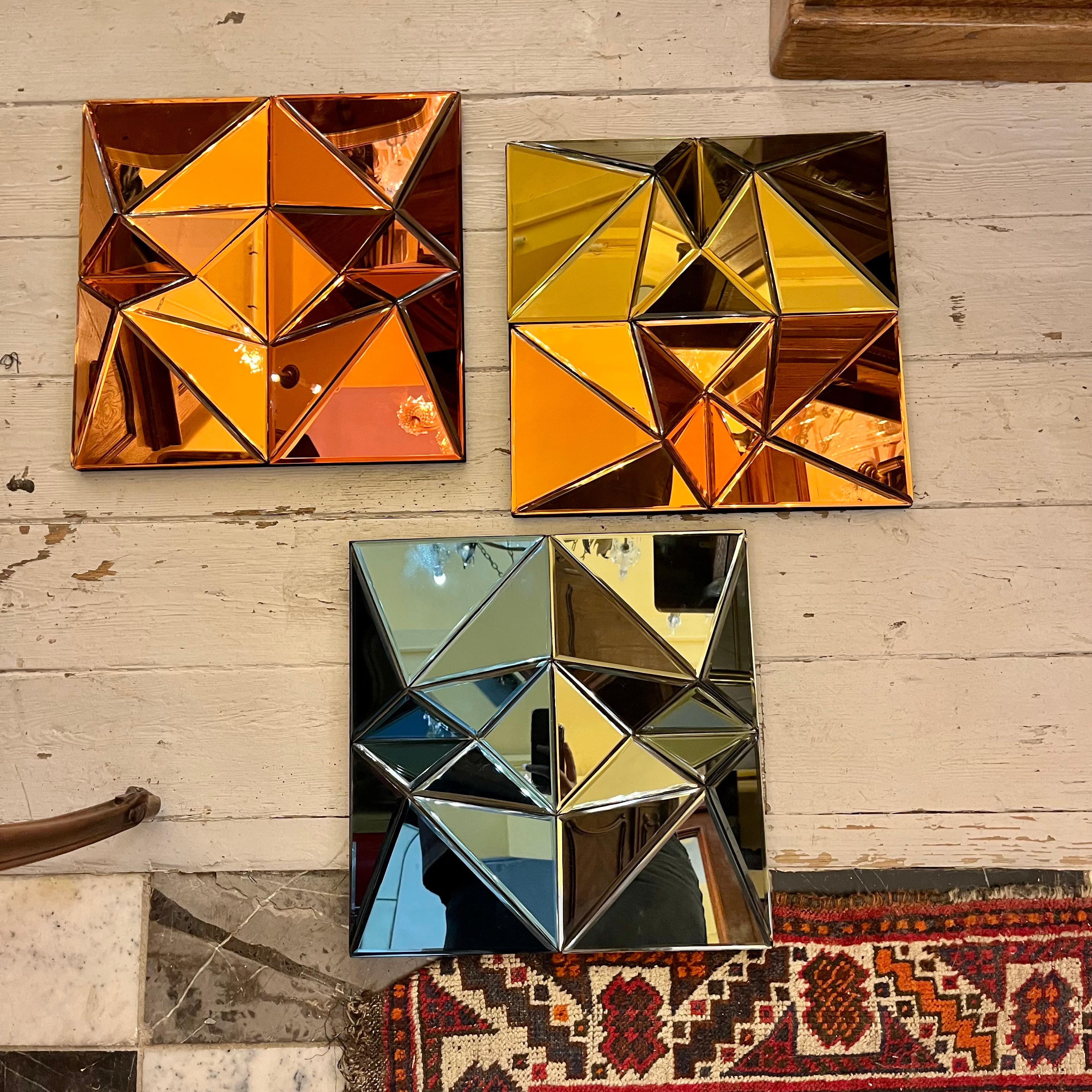 Small Faceted Multicoloured Contemporary Mirrors - SOLD