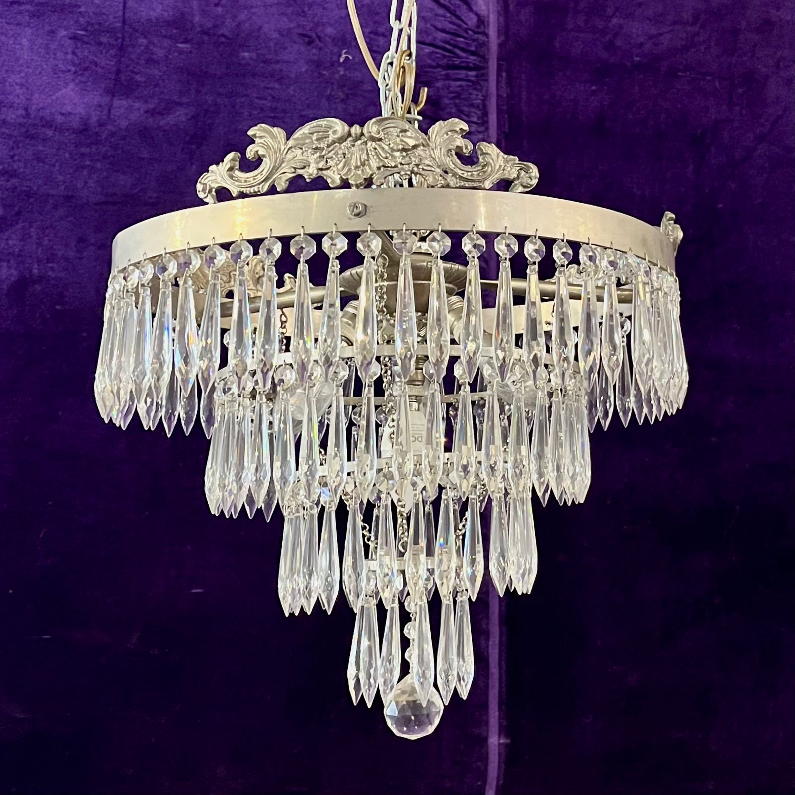 Delos Custom Nickel Waterfall Chandelier with Antique Castings