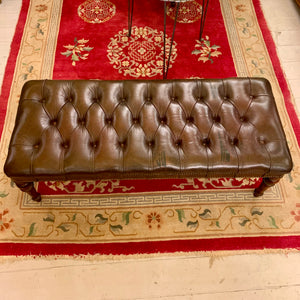 Vintage Deep Button Leather Bench