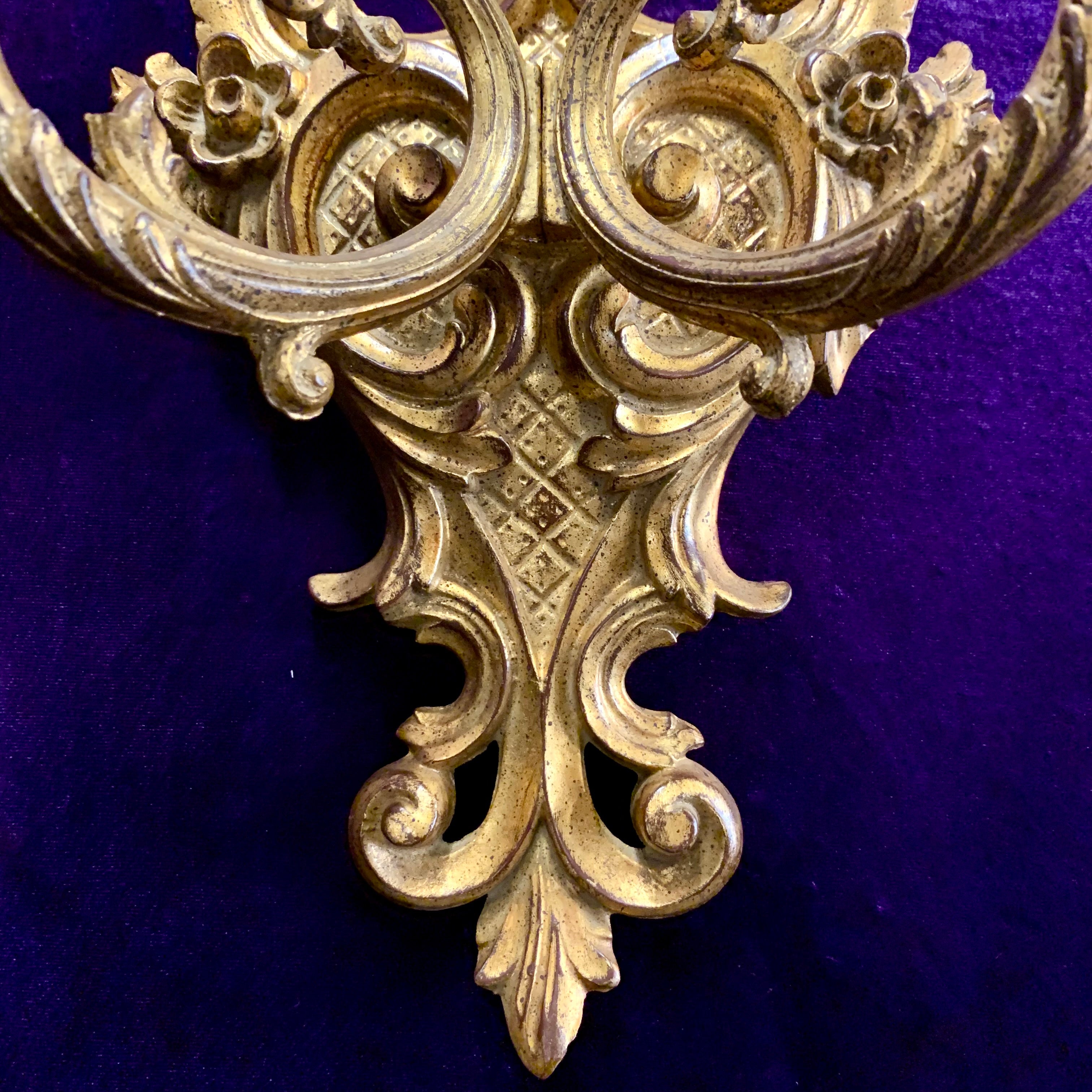 Antique Single Cast Brass Sconce