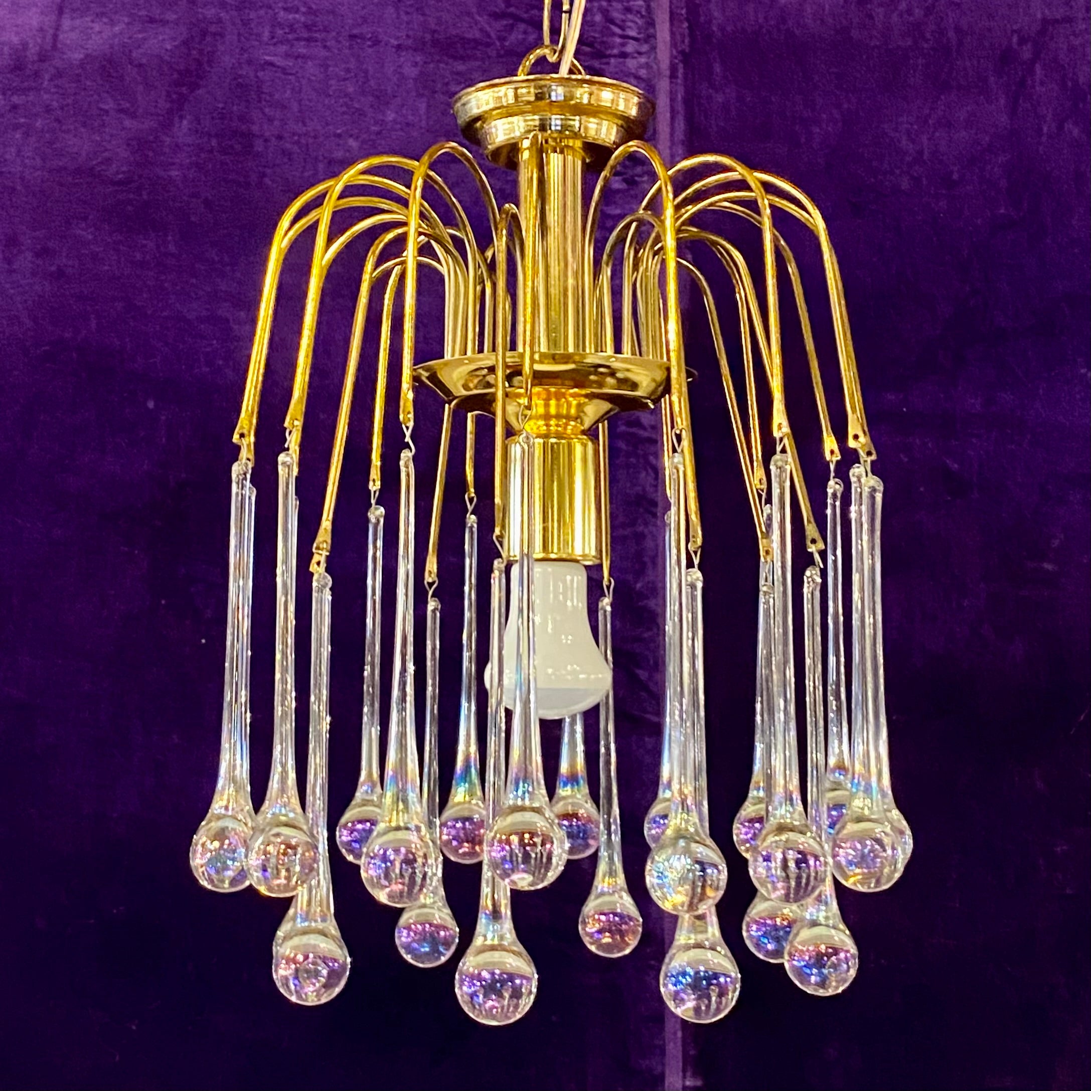 Rare Vintage Blown Glass Chandelier Attributed to Venini