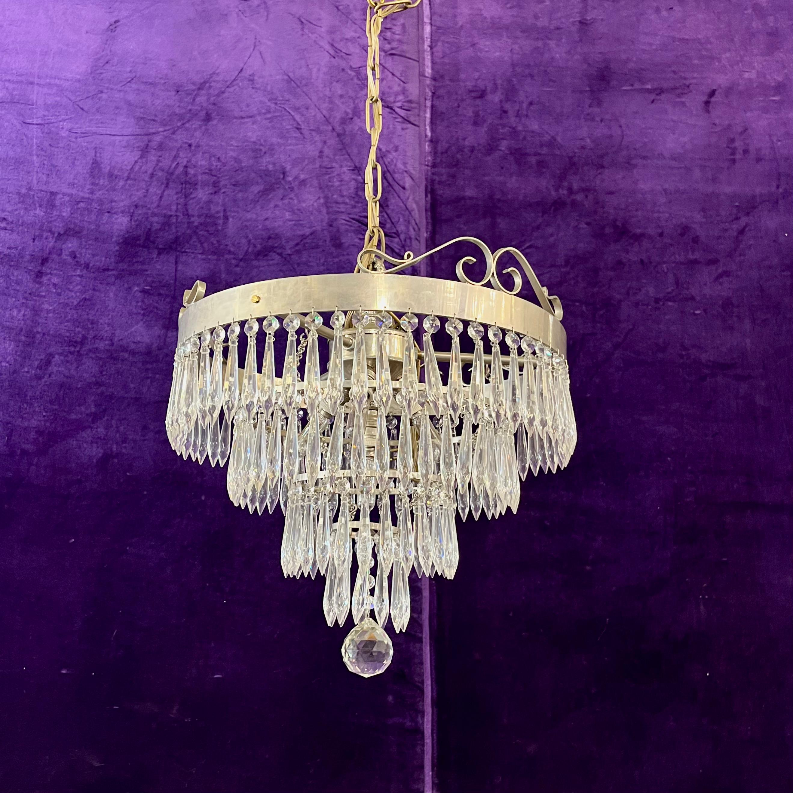 Charming Delos Custom Nickel Waterfall Chandelier