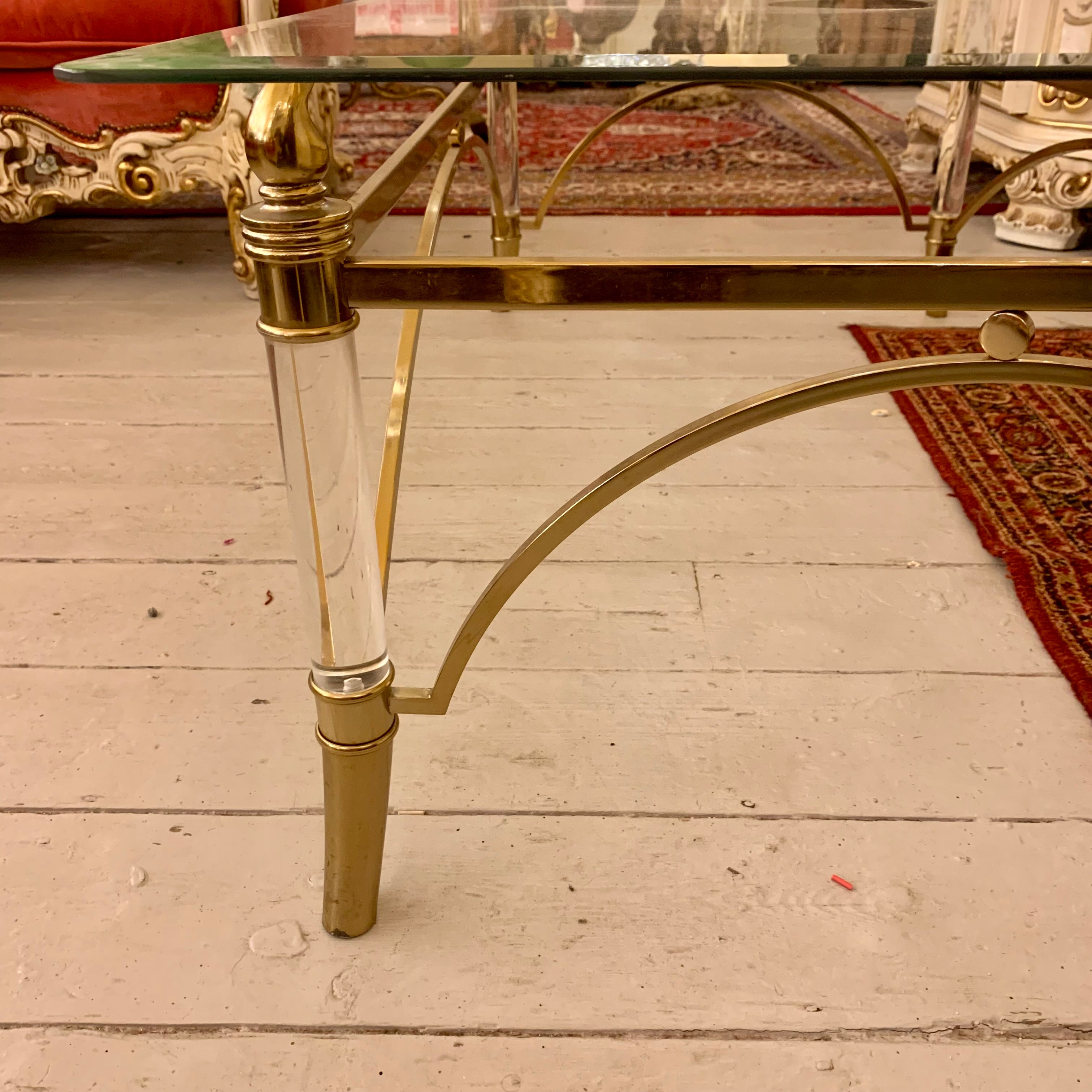 Vintage Brass and Glass Coffee Table