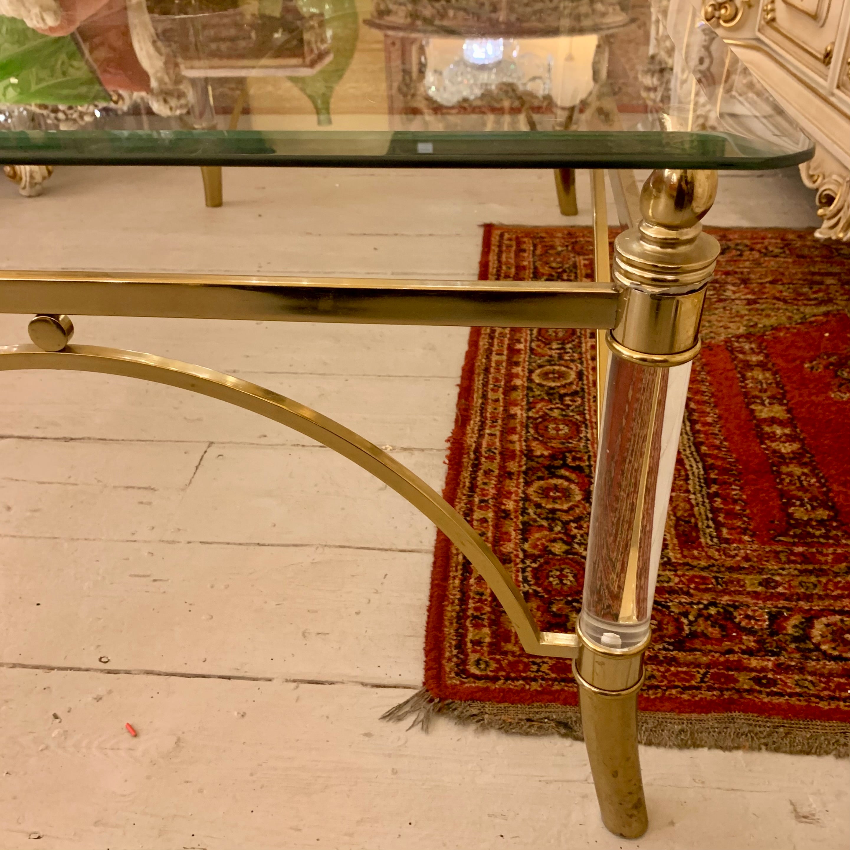 Vintage Brass and Glass Coffee Table