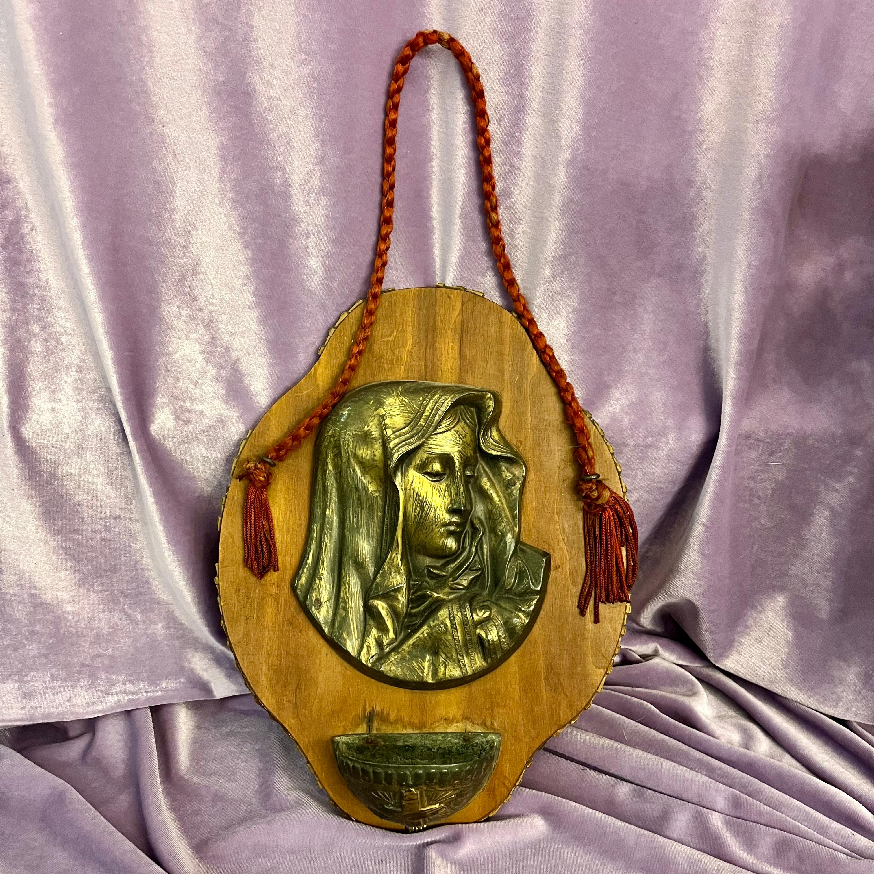 Virgin Mary Relief Holy Water Font