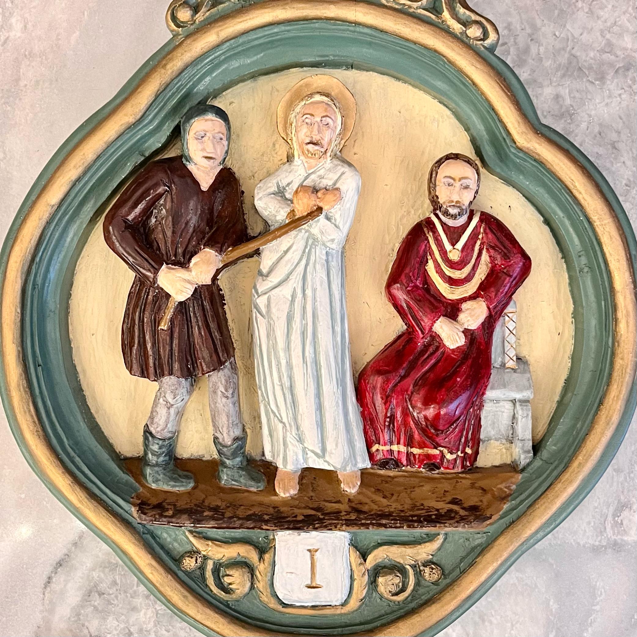 Antique Painted Stations of the Cross