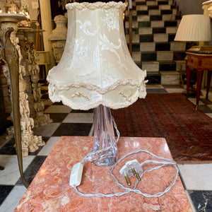 Antique Crystal Desk Lamp with Satin Shade