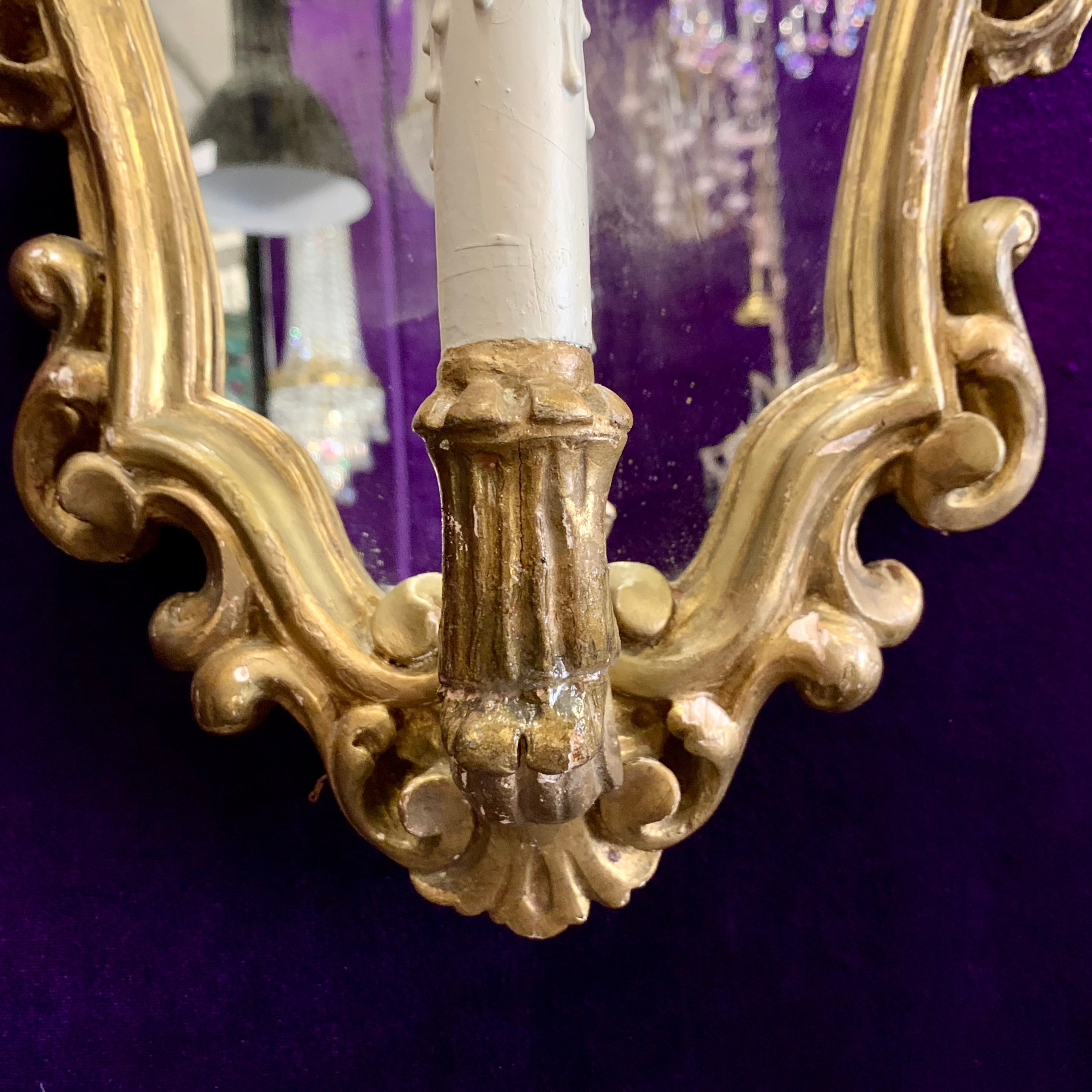 Vintage French Mirror Wall Sconce