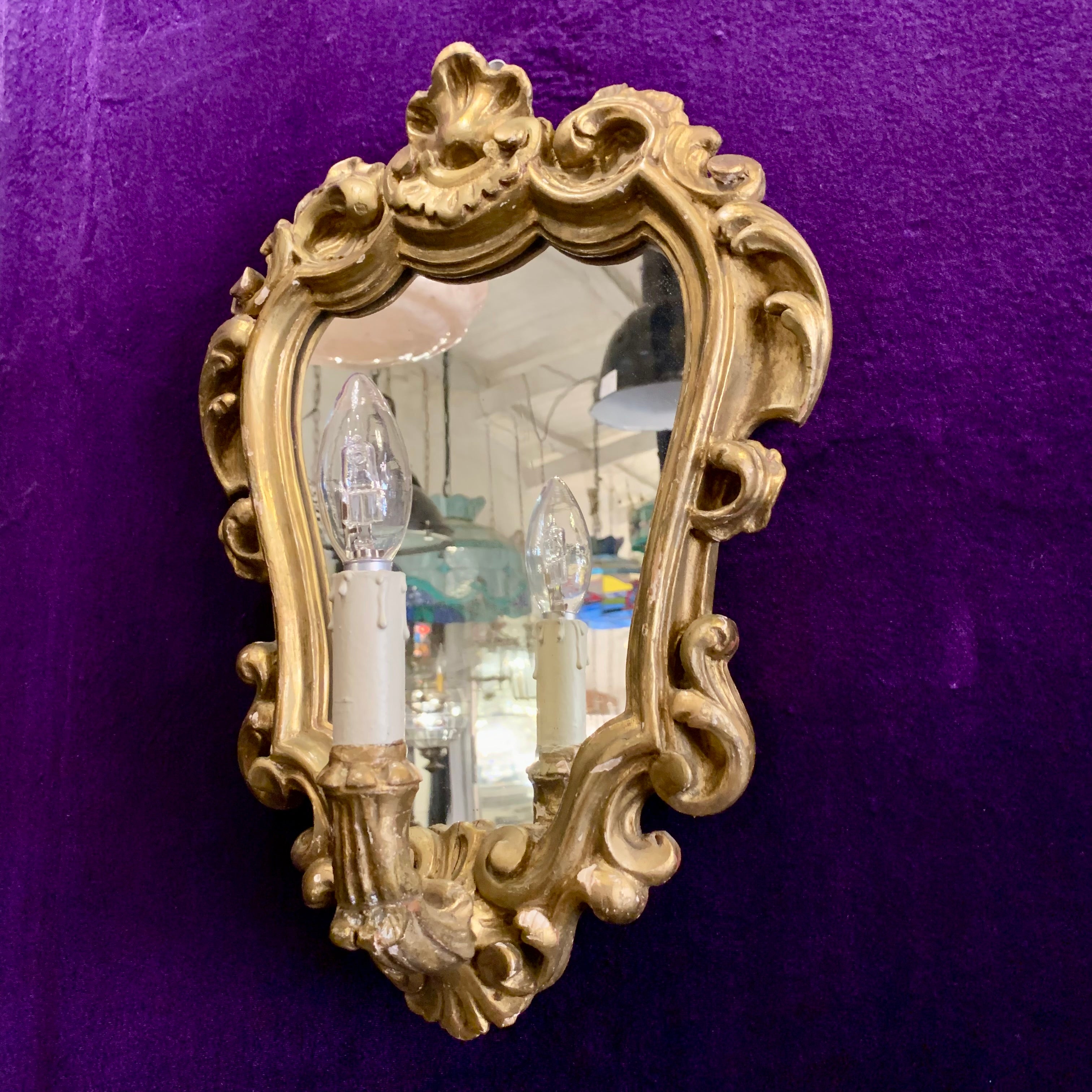 Vintage French Mirror Wall Sconce