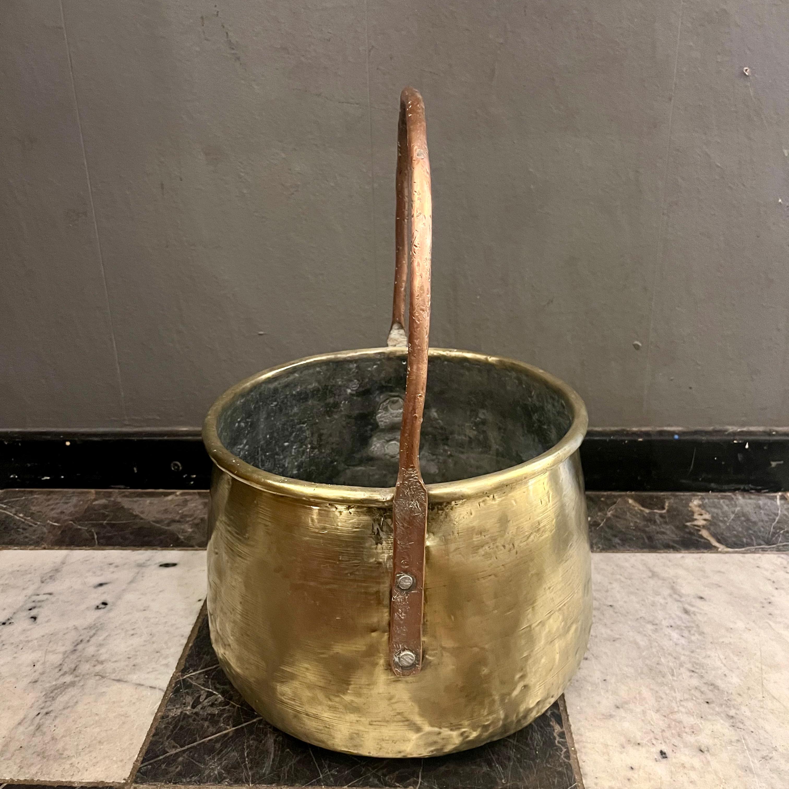 Antique Brass Jam Pot with Copper Handle