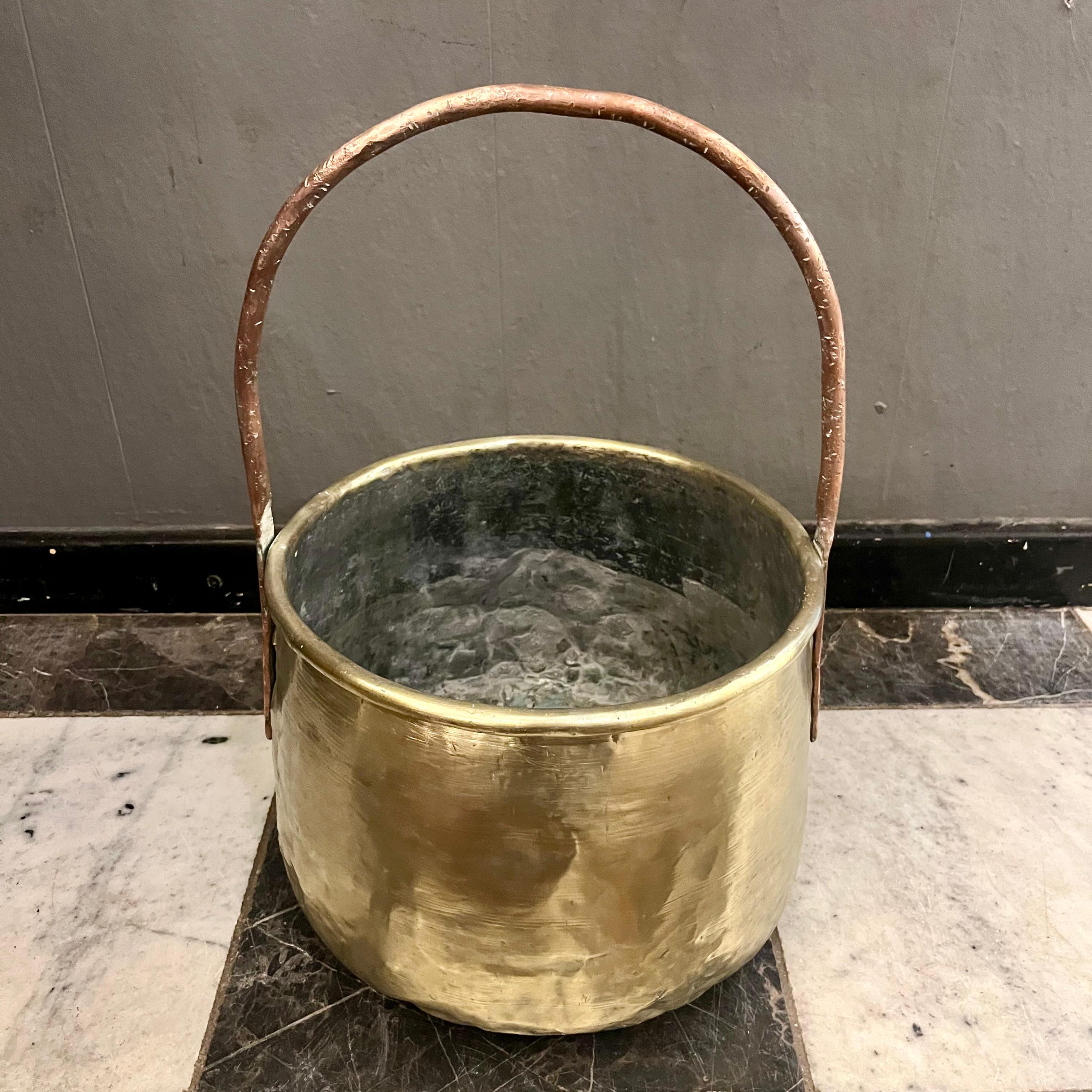 Antique Brass Jam Pot with Copper Handle