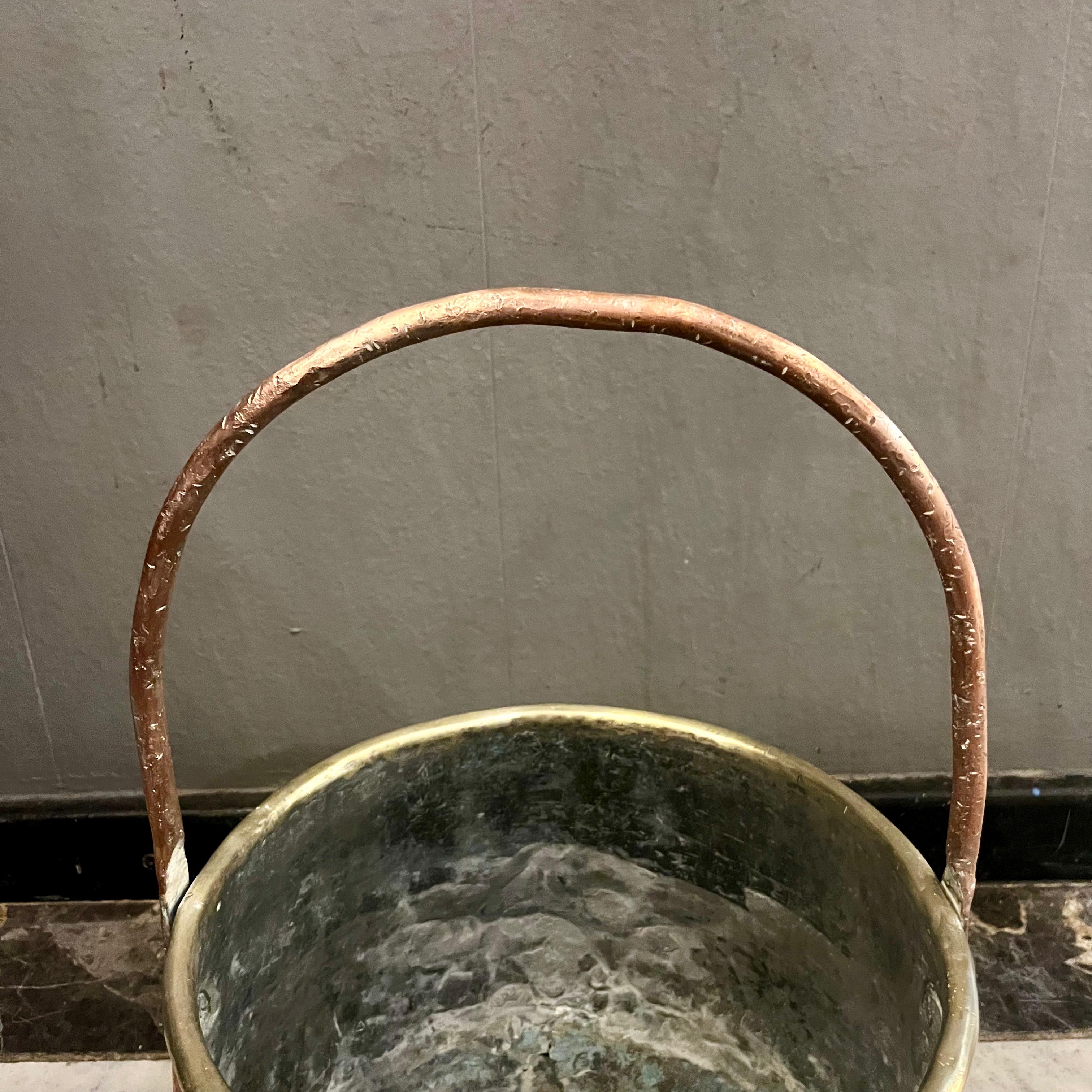 Antique Brass Jam Pot with Copper Handle