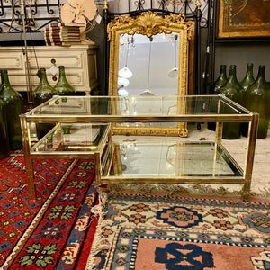Vintage Brass and Glass Coffee Table