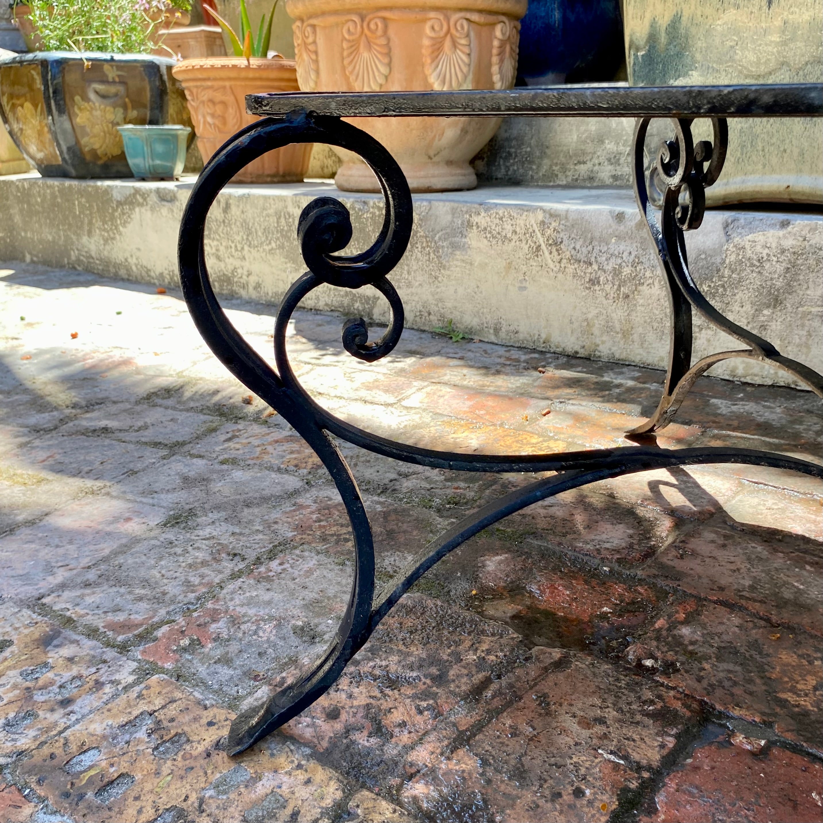 Wrought Iron and Glass Garden Coffee Table