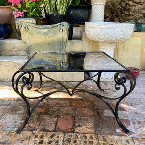 Wrought Iron and Glass Garden Coffee Table - SOLD