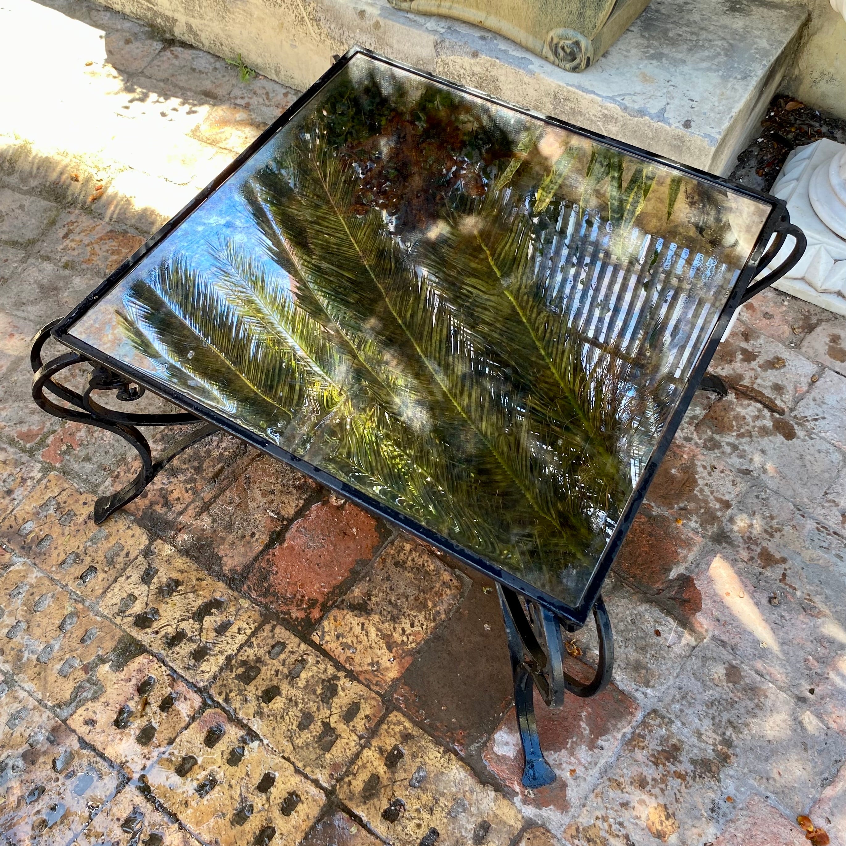 Wrought Iron and Glass Garden Coffee Table - SOLD