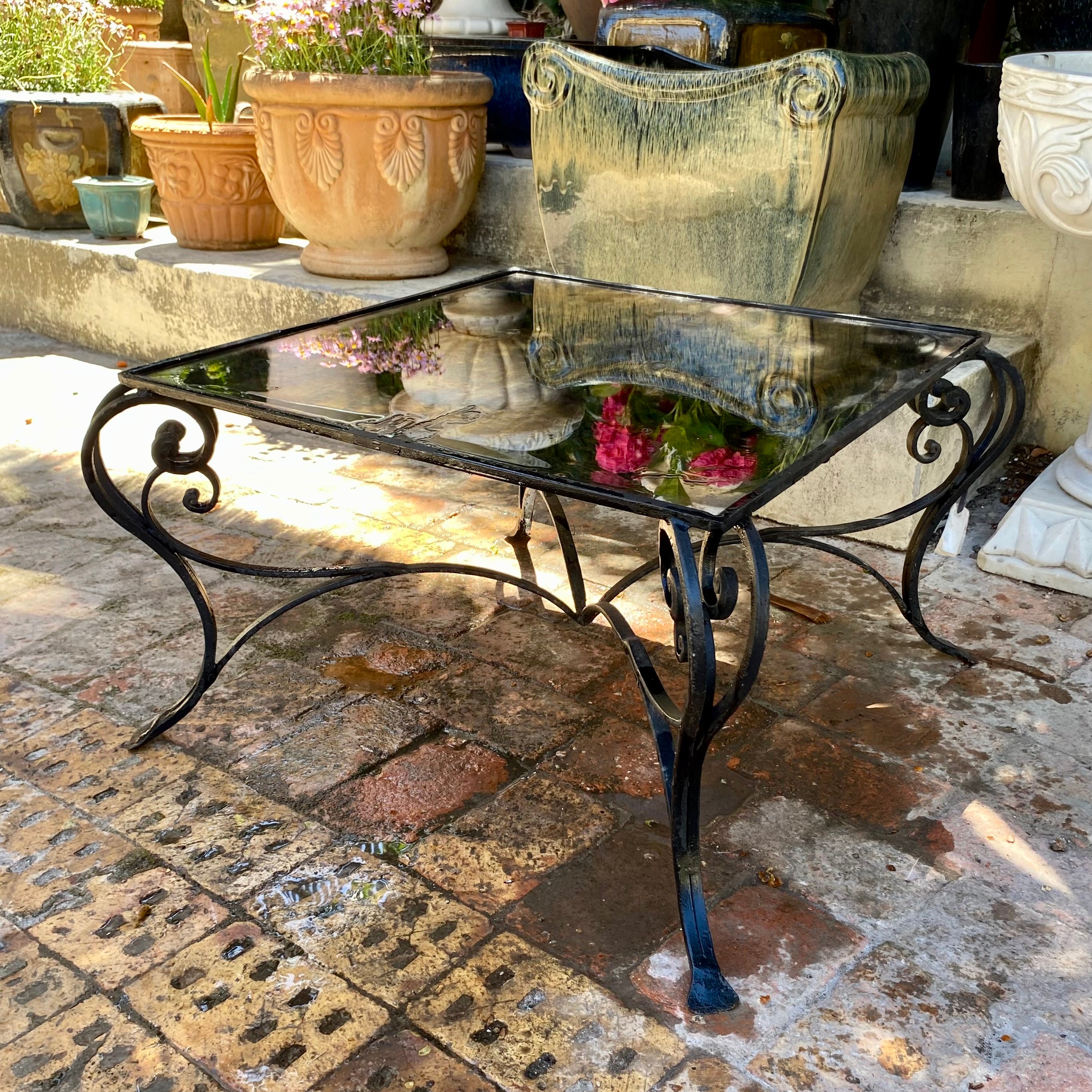 Wrought Iron and Glass Garden Coffee Table - SOLD