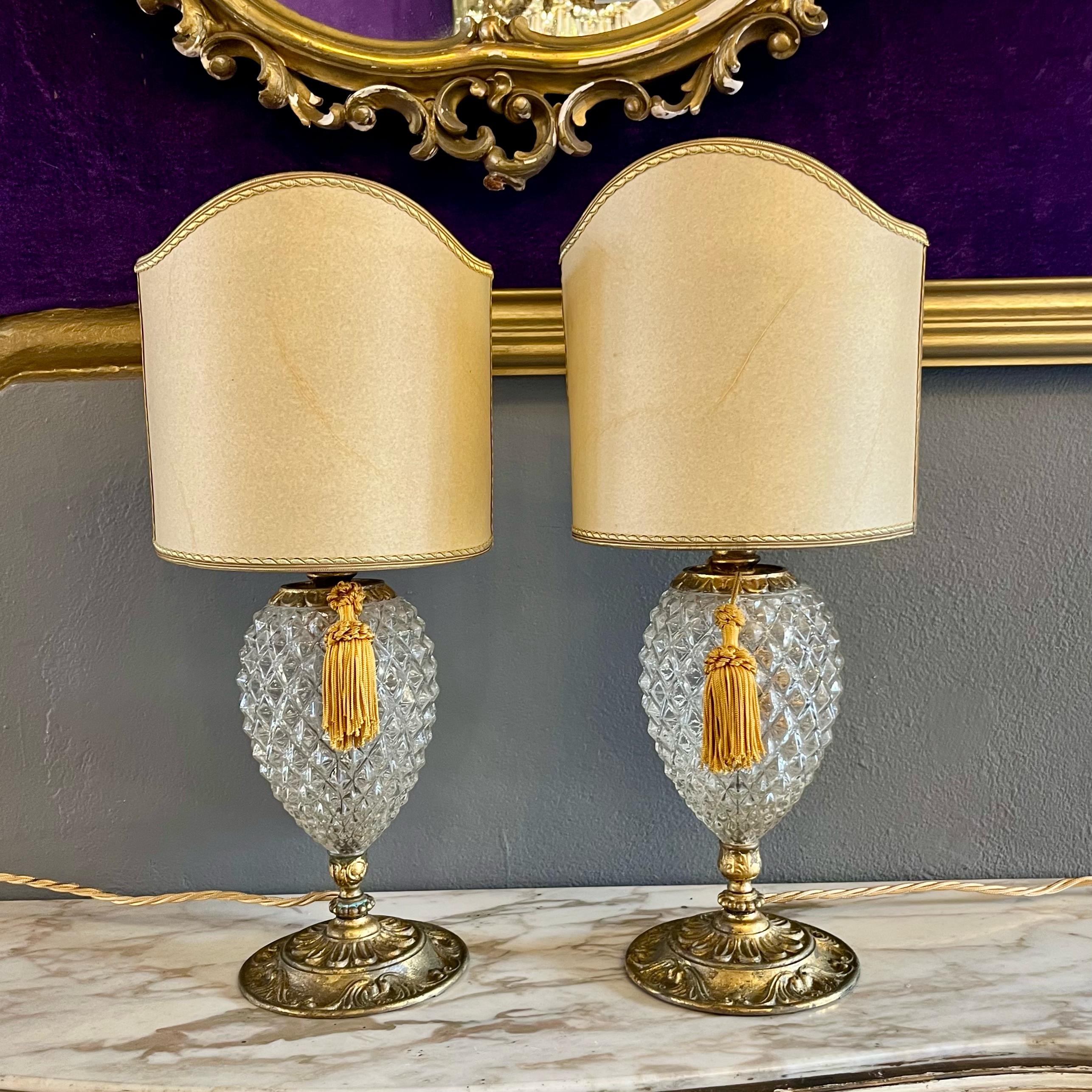 Trio of Antique Crystal Lamps -SOLD