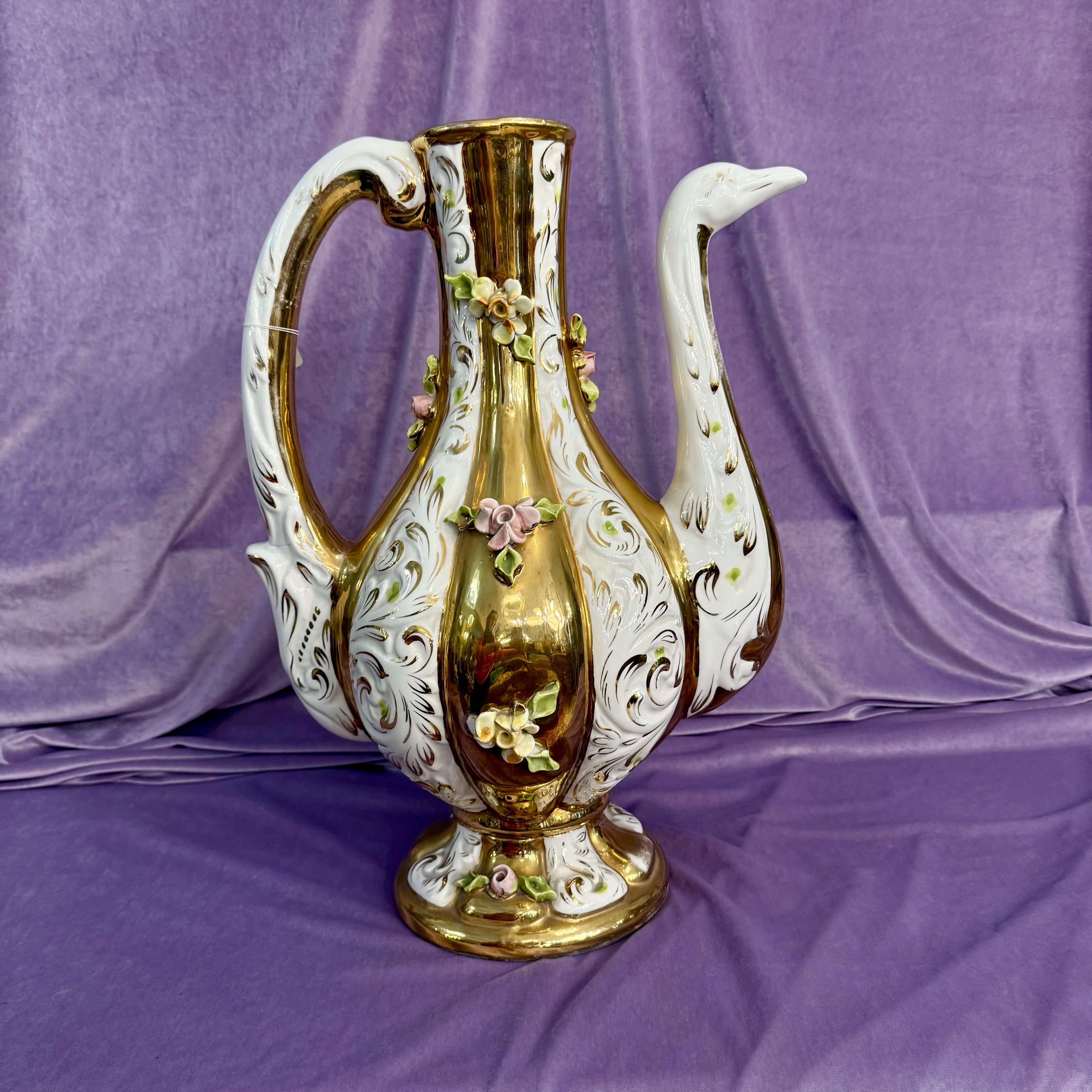 Vintage Italian Painted Ceramic Urn