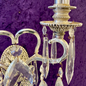 Nickel & Crystal Two Arm Sconce