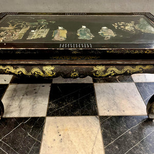 Japanese Lacquered Coffee Table with Hardstone Inlay, c.1950s