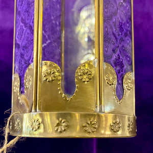 Moroccan Style Brass Lantern With Pressed Glass