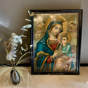 Vintage Painting of Madonna and Child