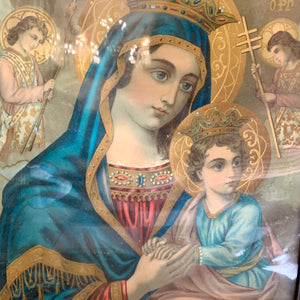 Vintage Painting of Madonna and Child