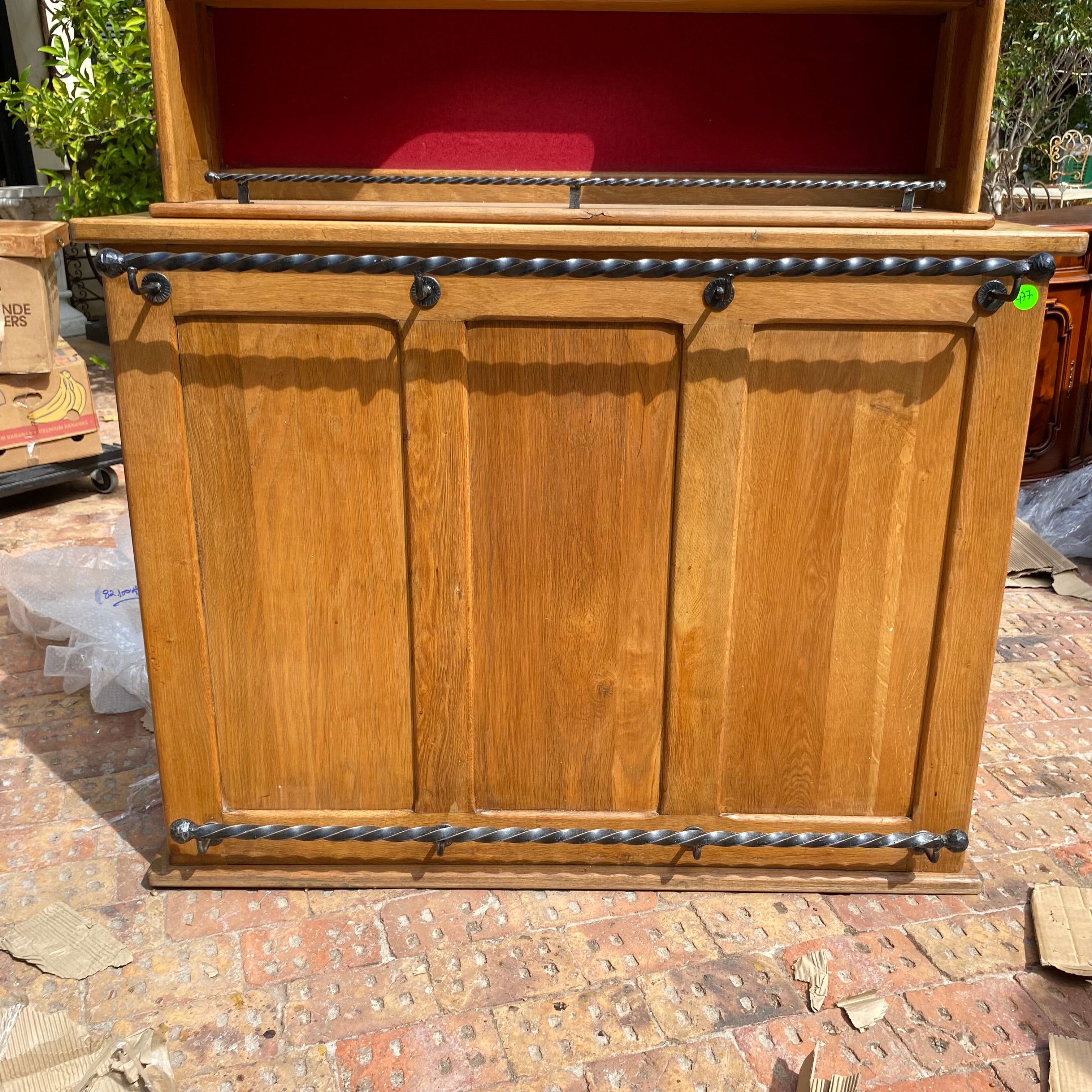 Antique Oak Bar with Wrought Iron details