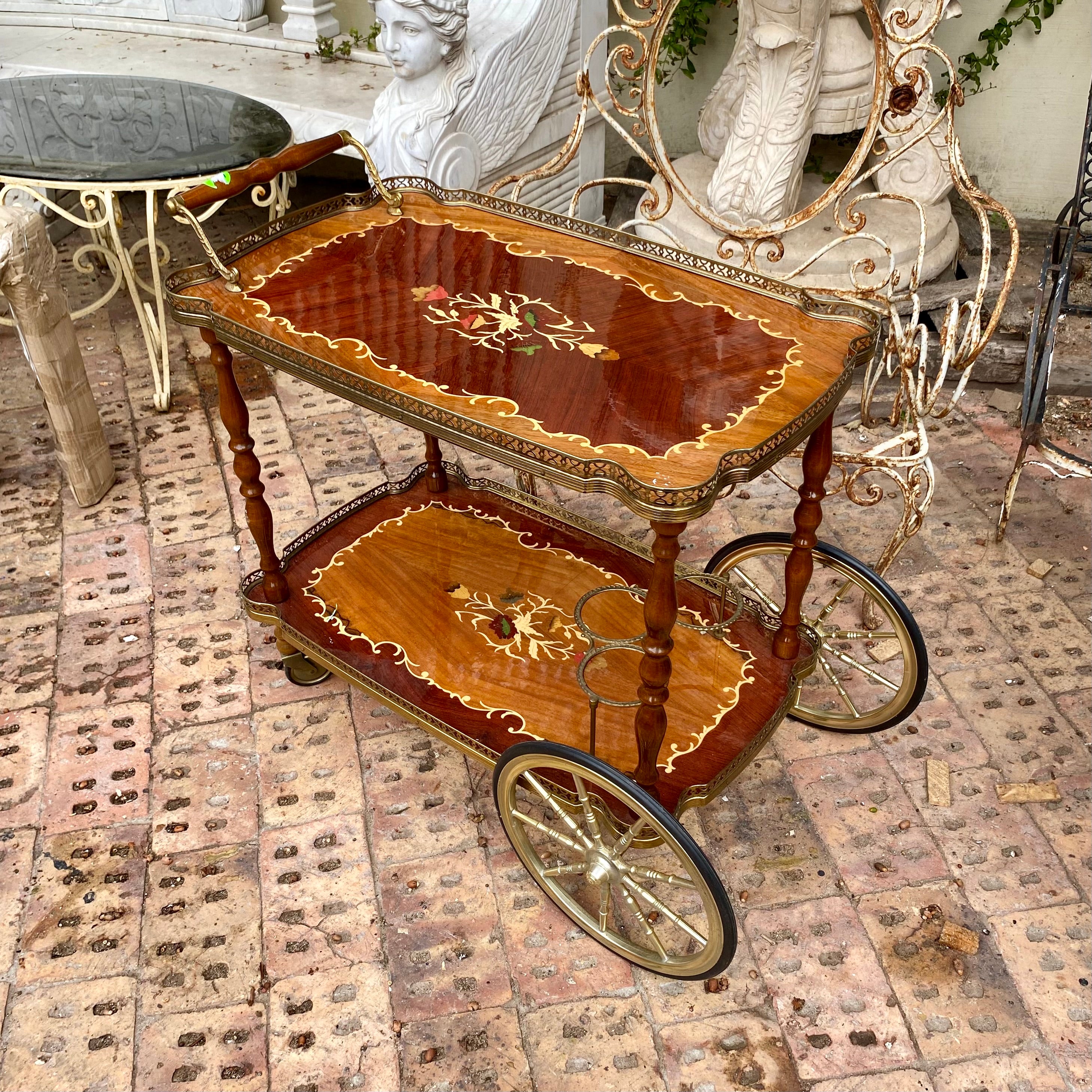 Vintage Italian Inlaid Drinks Trolley - SOLD