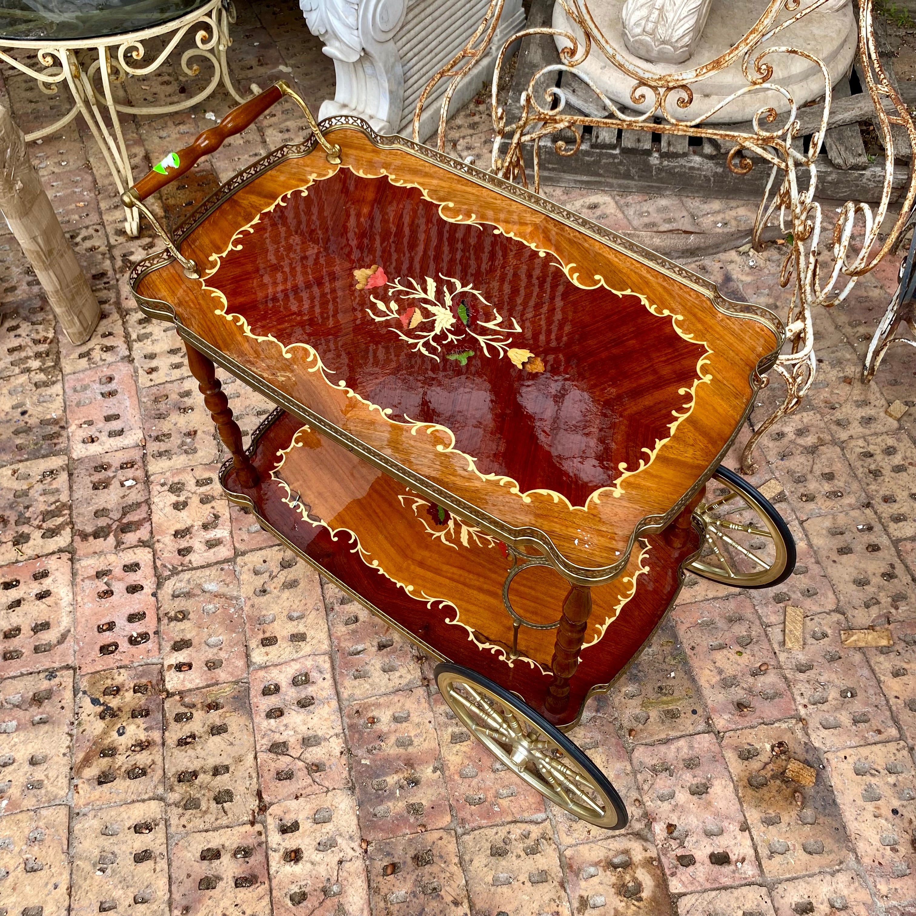 Vintage Italian Inlaid Drinks Trolley - SOLD