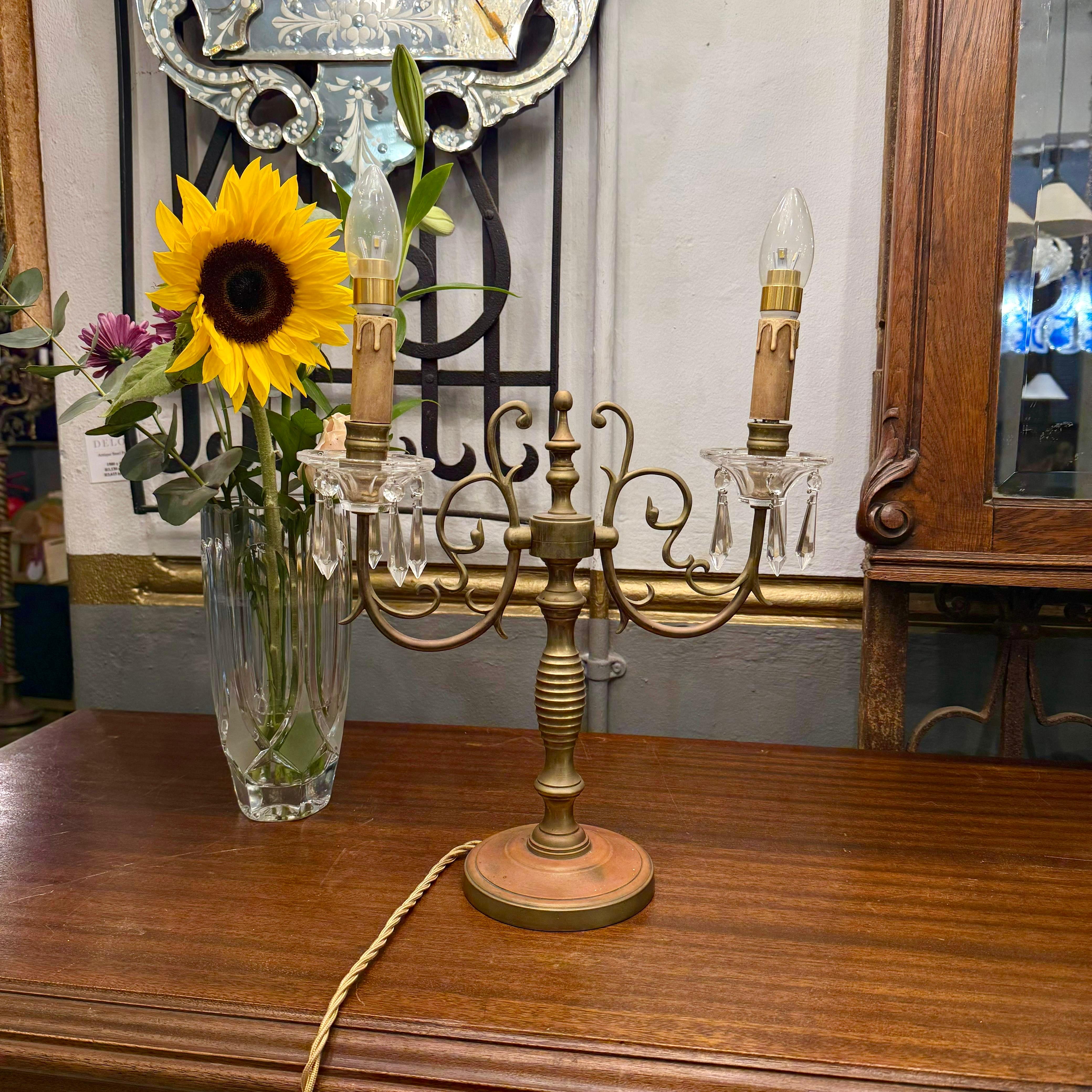 Antique Brass Table Candelabra