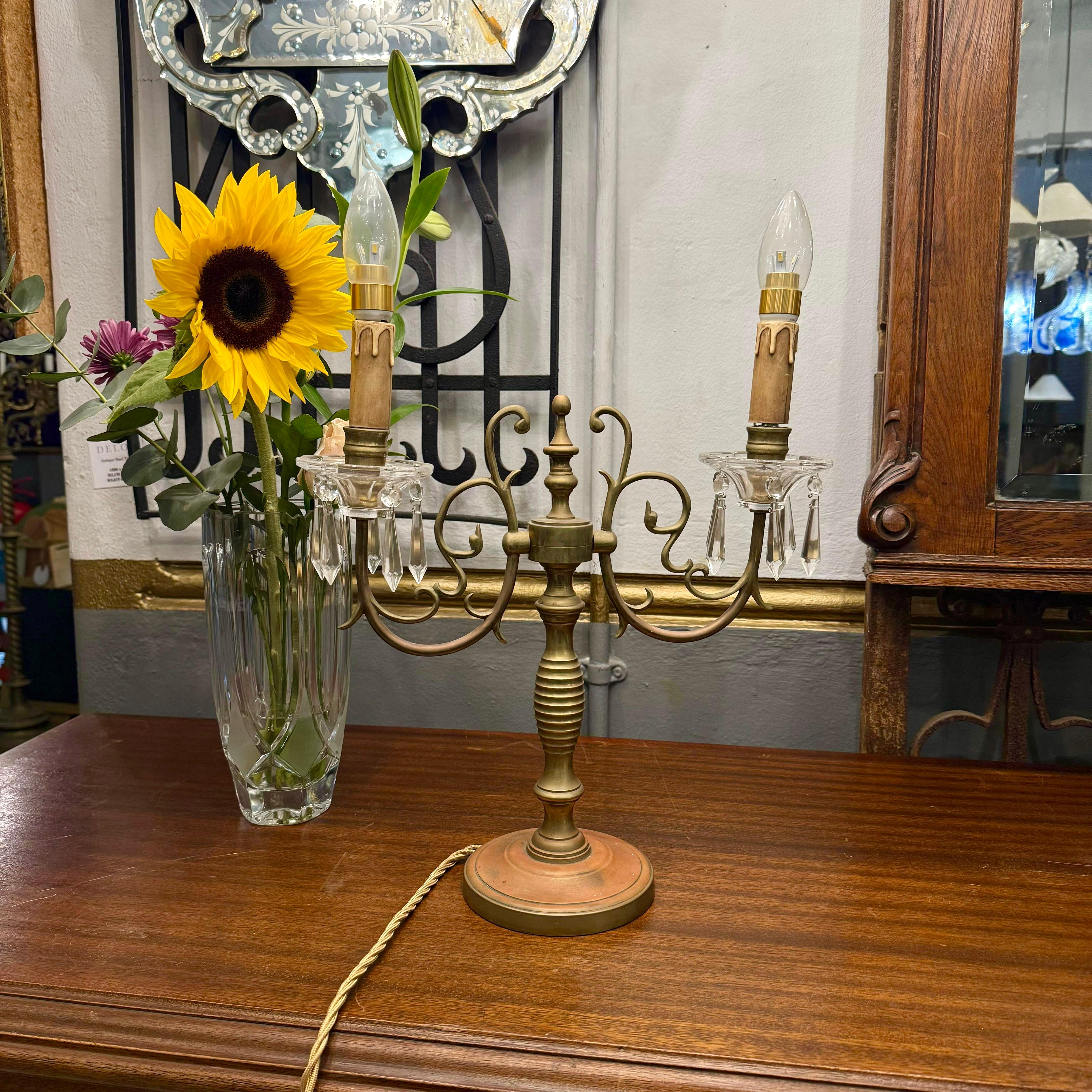 Antique Brass Table Candelabra