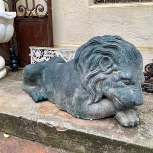 Aged Terracotta Statue of Sleeping Lion