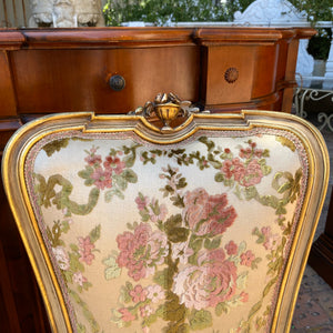 Antique Gilded Italian Salon Set in Beautiful Floral Upholstery