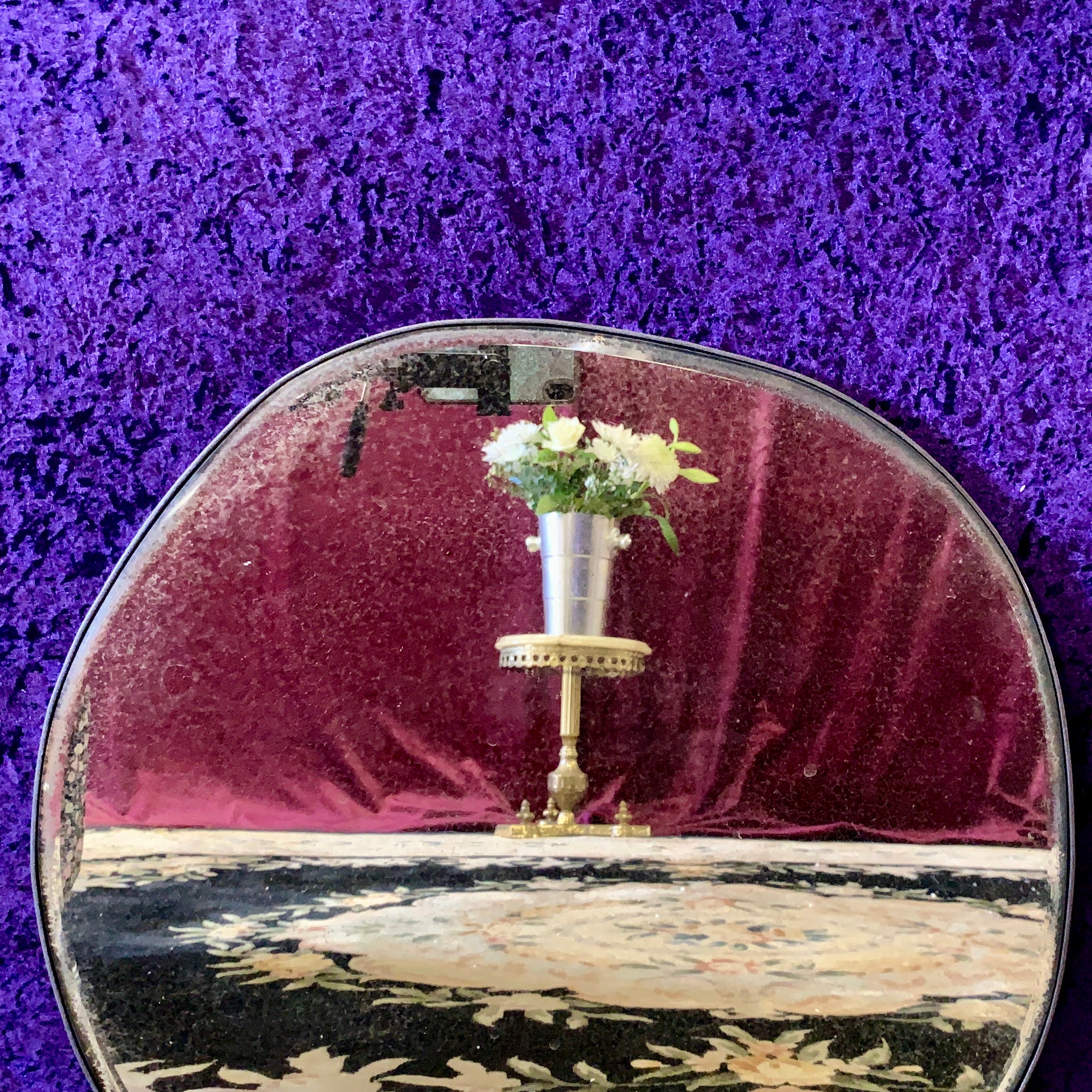 Unusual Aged Mirror with Steel Frame