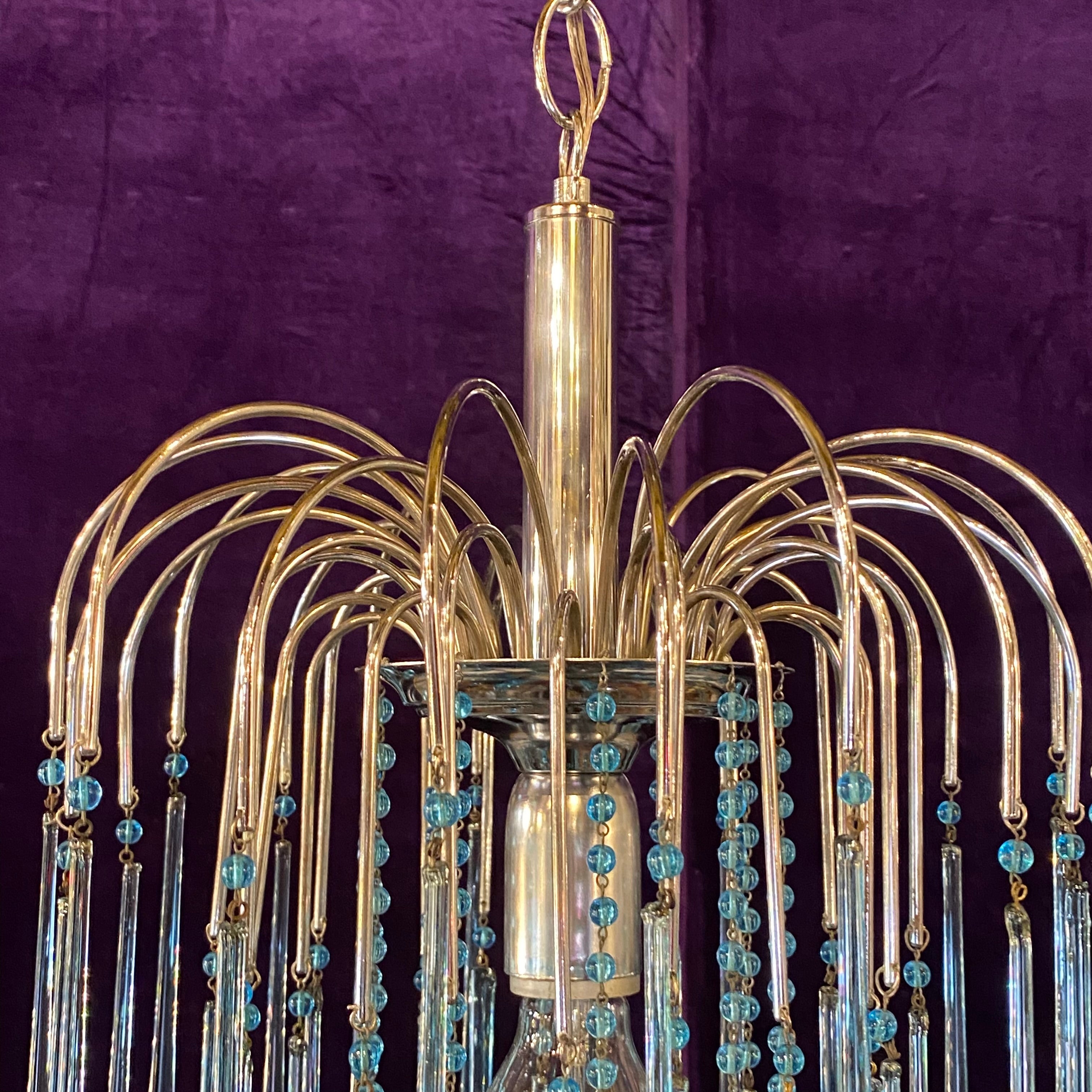 Vintage Italian Turquoise Venini Fireworks Chandelier