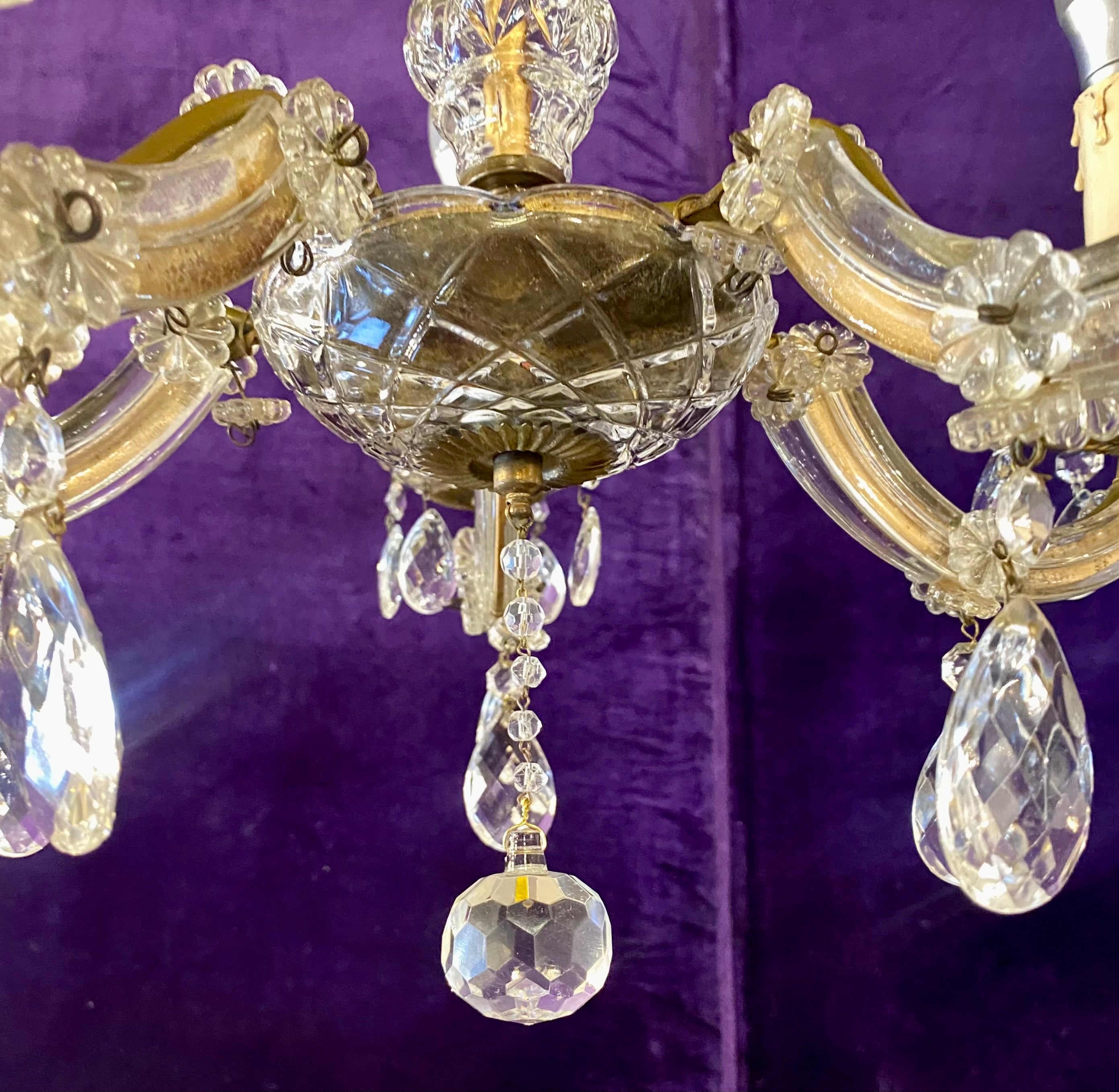 Antique Maria Theresa Chandelier with Original Crystal Ball