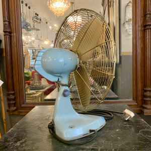 Beautiful Vintage Blue and Gold Electric Fan