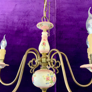 Vintage Pink Delft Chandelier - SOLD