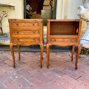 Antique Mr & Mrs Oak Bedside Pedestals
