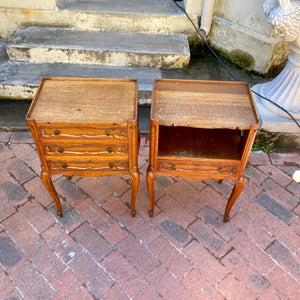 Antique Mr & Mrs Oak Bedside Pedestals