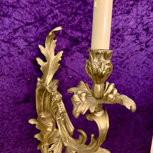 Cast Brass Rococo Style Single Wall Sconce