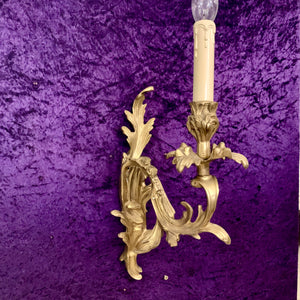 Cast Brass Rococo Style Single Wall Sconce