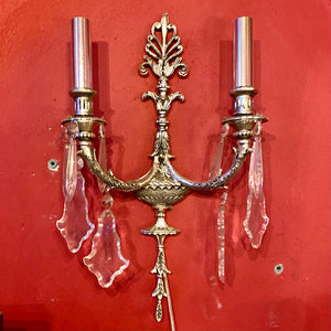 Elegant Nickel & Crystal Wall Sconces