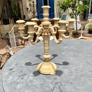 Pair of Heavy Cream Cast Iron Candelabras