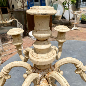 Pair of Heavy Cream Cast Iron Candelabras