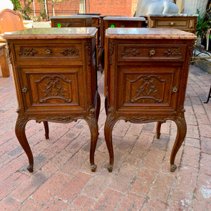 Pair of Antique Oak Louis the 15th Bedside Pedestals