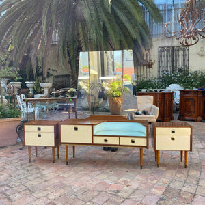 Mid-Century Dressing Table with Brass Accents