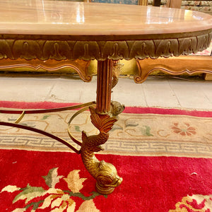 Beautiful Brass Table with Oval Marble Top - SOLD